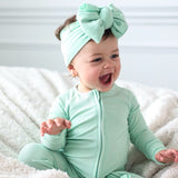 RIBBED MINTY SPRING ZIP UP BAMBOO JAMMIE (gender neutral)